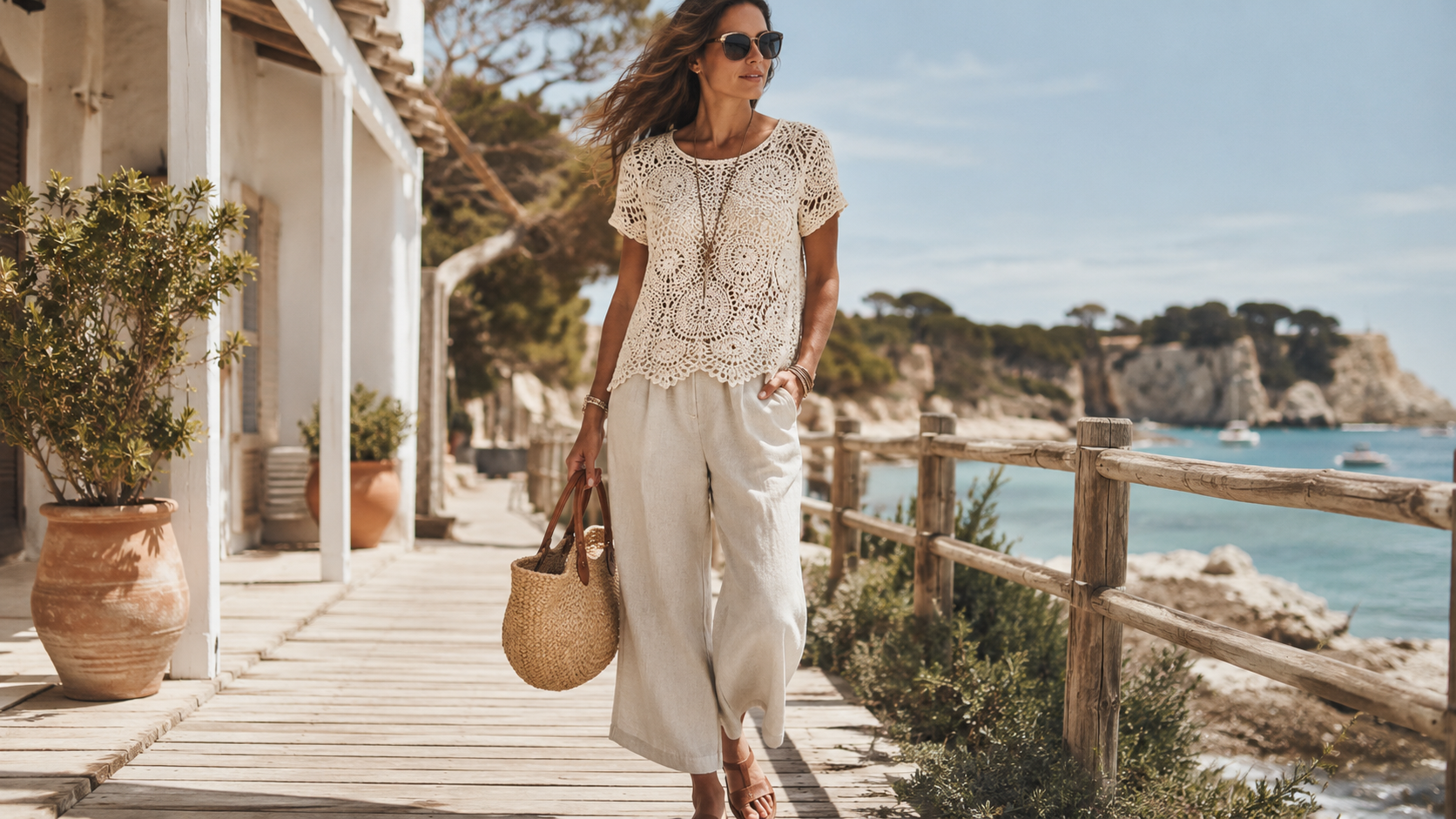 Crochet Coastal Vacation Outfit Beach Layering